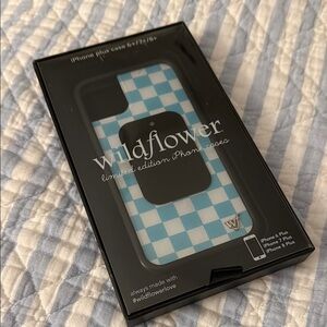 Wildflower: Blue Checkered iPhone Case